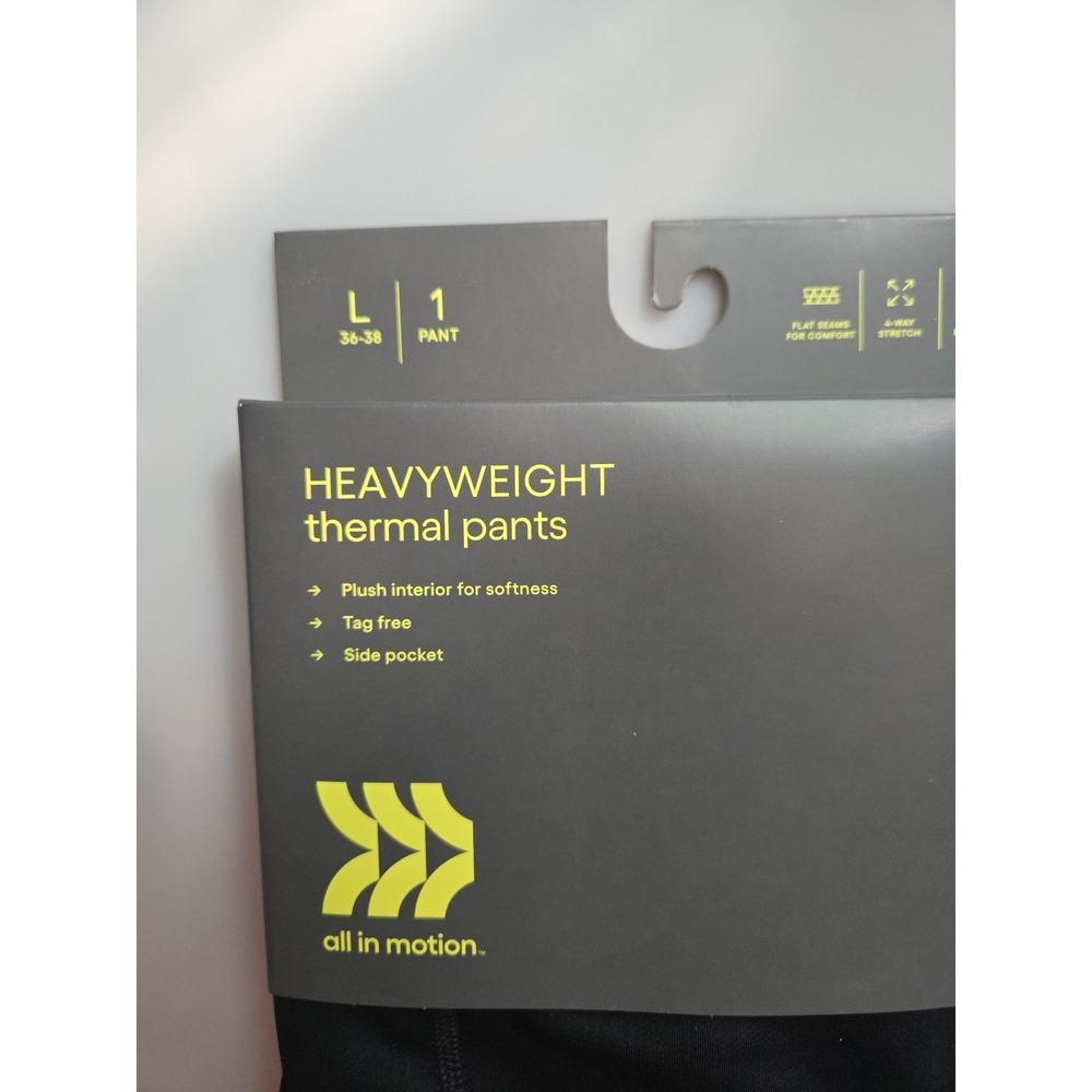 Men's Heavyweight Thermal Pants - All in Motion Black - Large 36-38 Stretchy - Picture 2 of 6